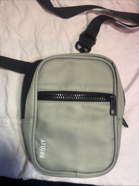 BRIXLEY Sage Green Crossbody Pouch with Front Zip Pocket
